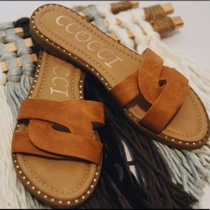 Ccocci Tan Faux Leather Sandals